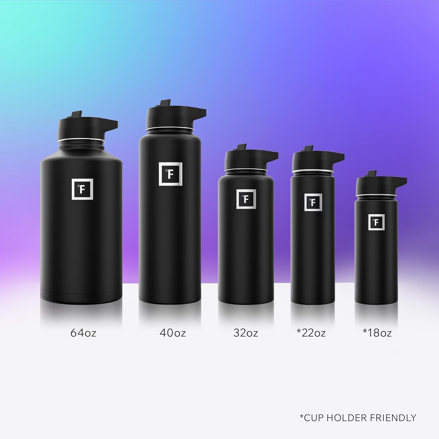 IRON °FLASK Camping & Hiking Hydration Flask with Straw, Wide Mouth Insulated Stainless Steel Sports Water Bottle - 40 oz Midnight Black - Image 6